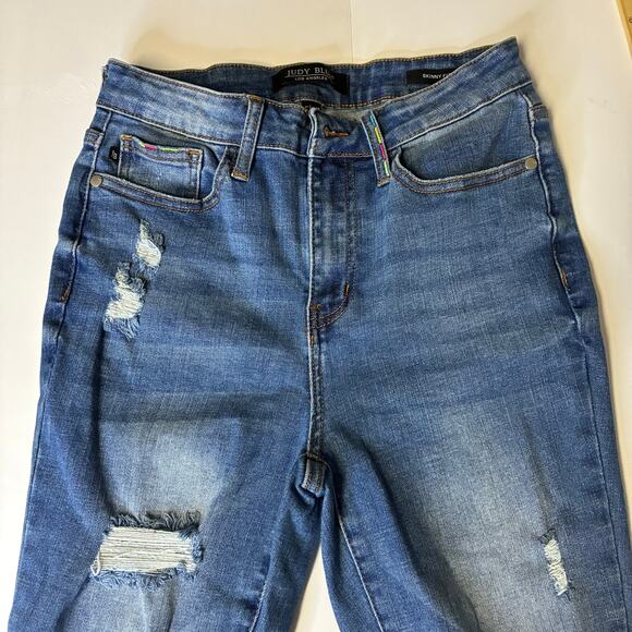 Judy Blue Skinny Jeans Blue Denim Ripped Distressed Size 5/27 JB88286 Boutique